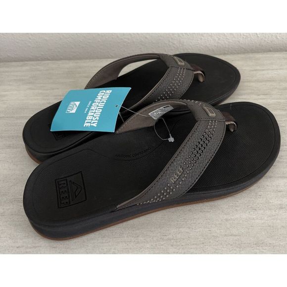 Reef Men's Sz 9 Ortho-Seas Leather Flip Flops - Brown NWT - Picture 6 of 7